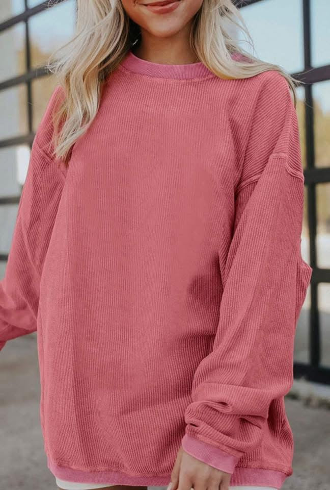 Strawberry Pink Corded Pullover