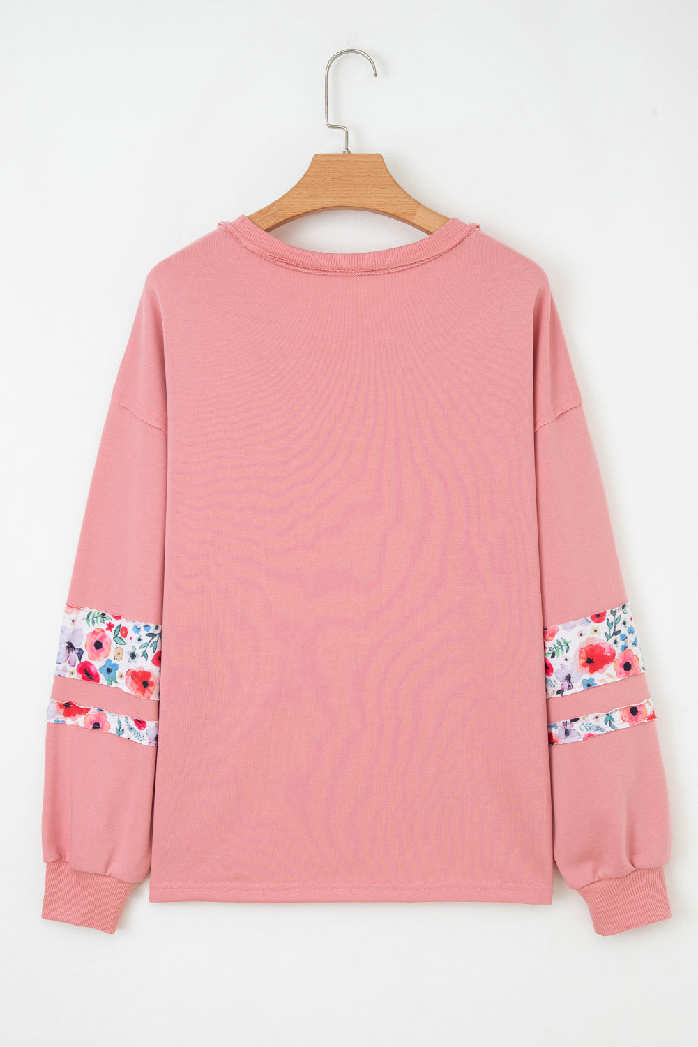 Wisteria Flower Applique Patchwork Drop Sleeve Pullover Sweatshirt