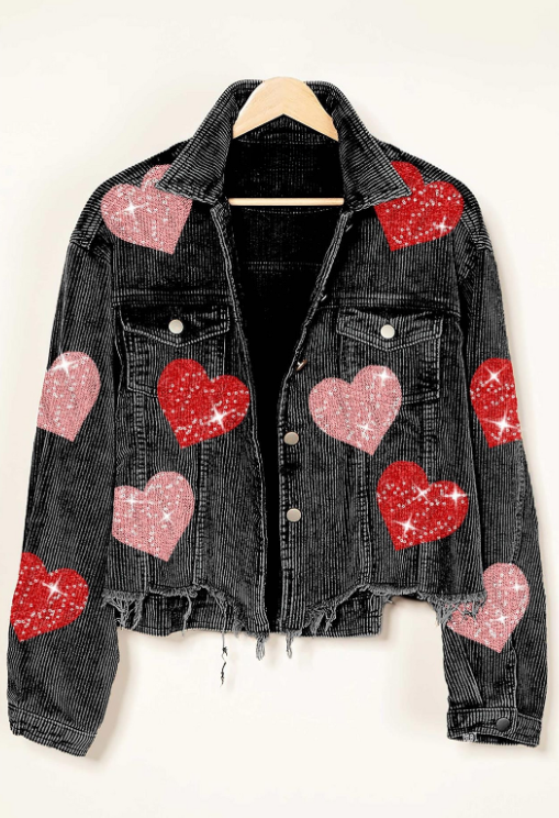 rts: Sequin Heart Corduroy Shacket*