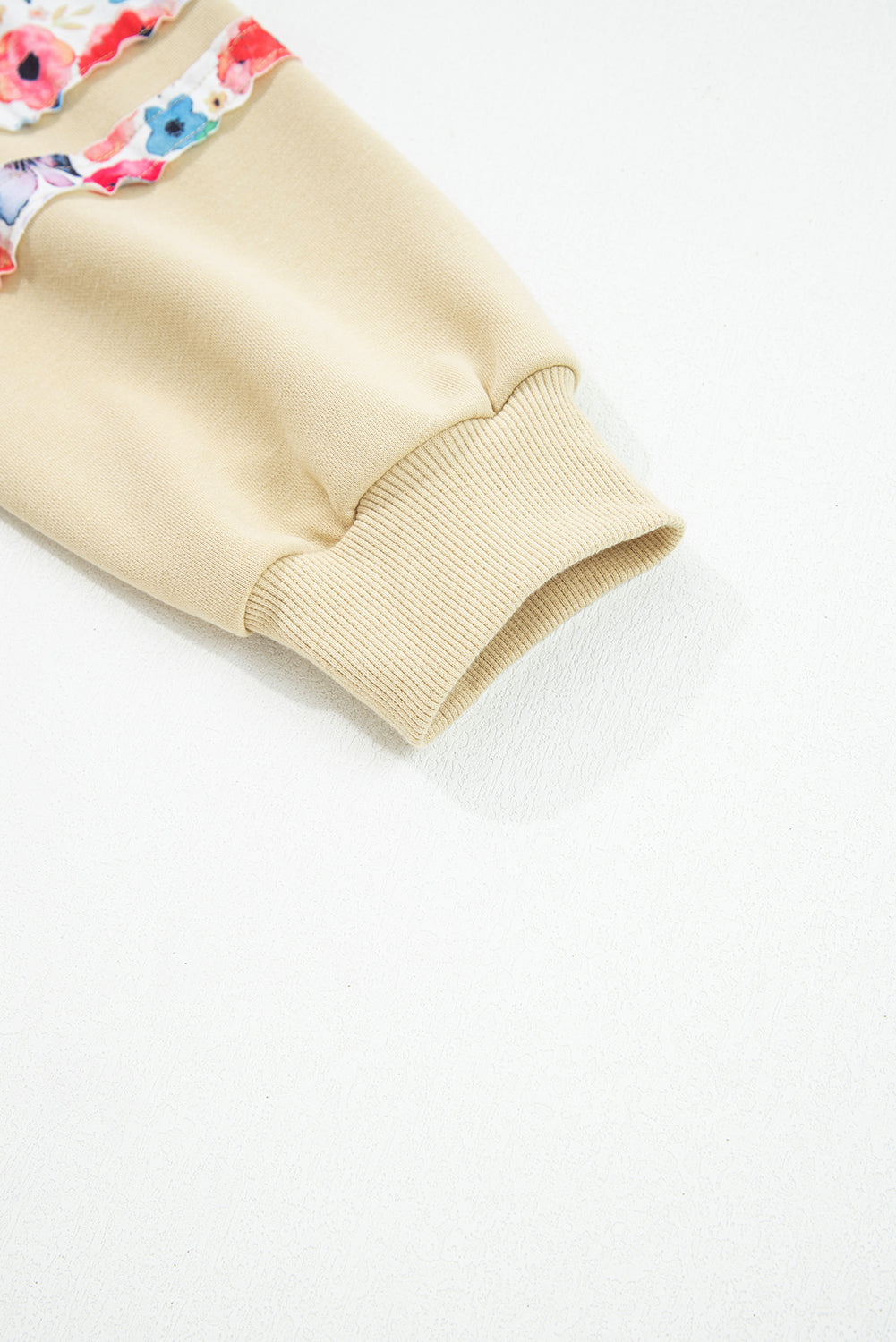 Wisteria Flower Applique Patchwork Drop Sleeve Pullover Sweatshirt