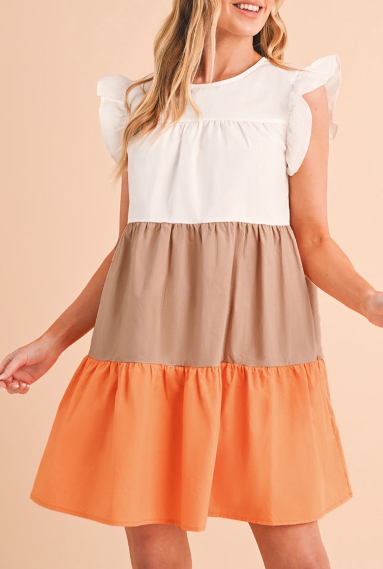 Preorder: Charlie Apricot Colorblock Dress