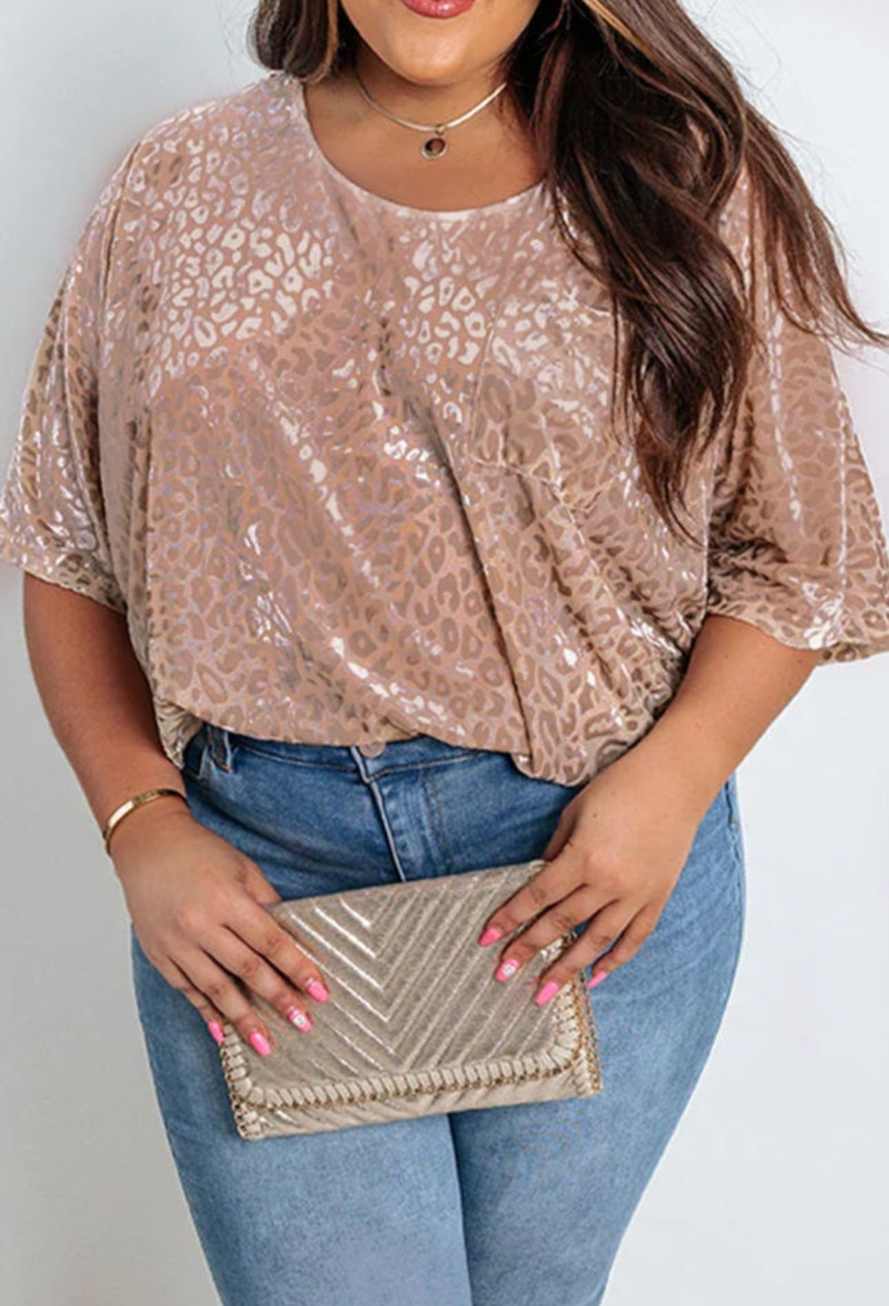 Lucy Curvy Apricot Cheetah Top