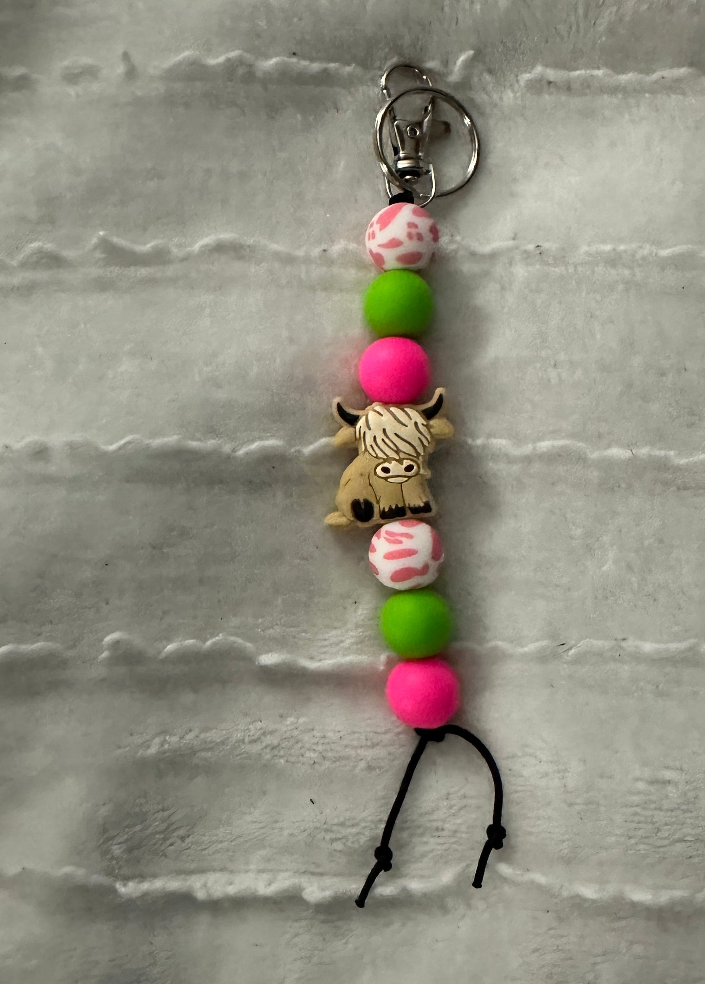 Cow Beaded Keychain