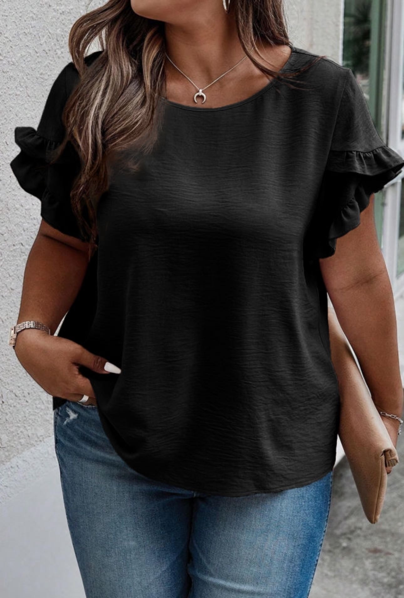 Lauri Ruffled Plus Size Short Sleeve Top