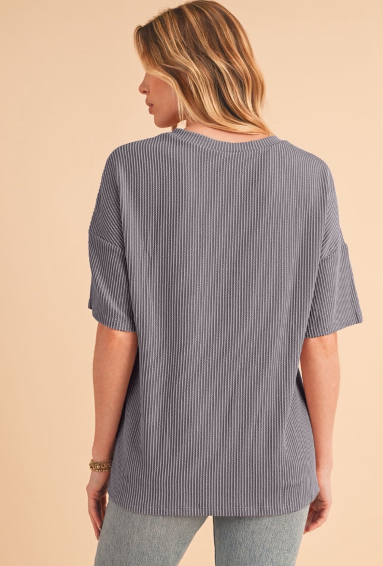 PREORDER: The Valerie Ribbed V-Neck Pocket Drop Sleeve T-Shirt