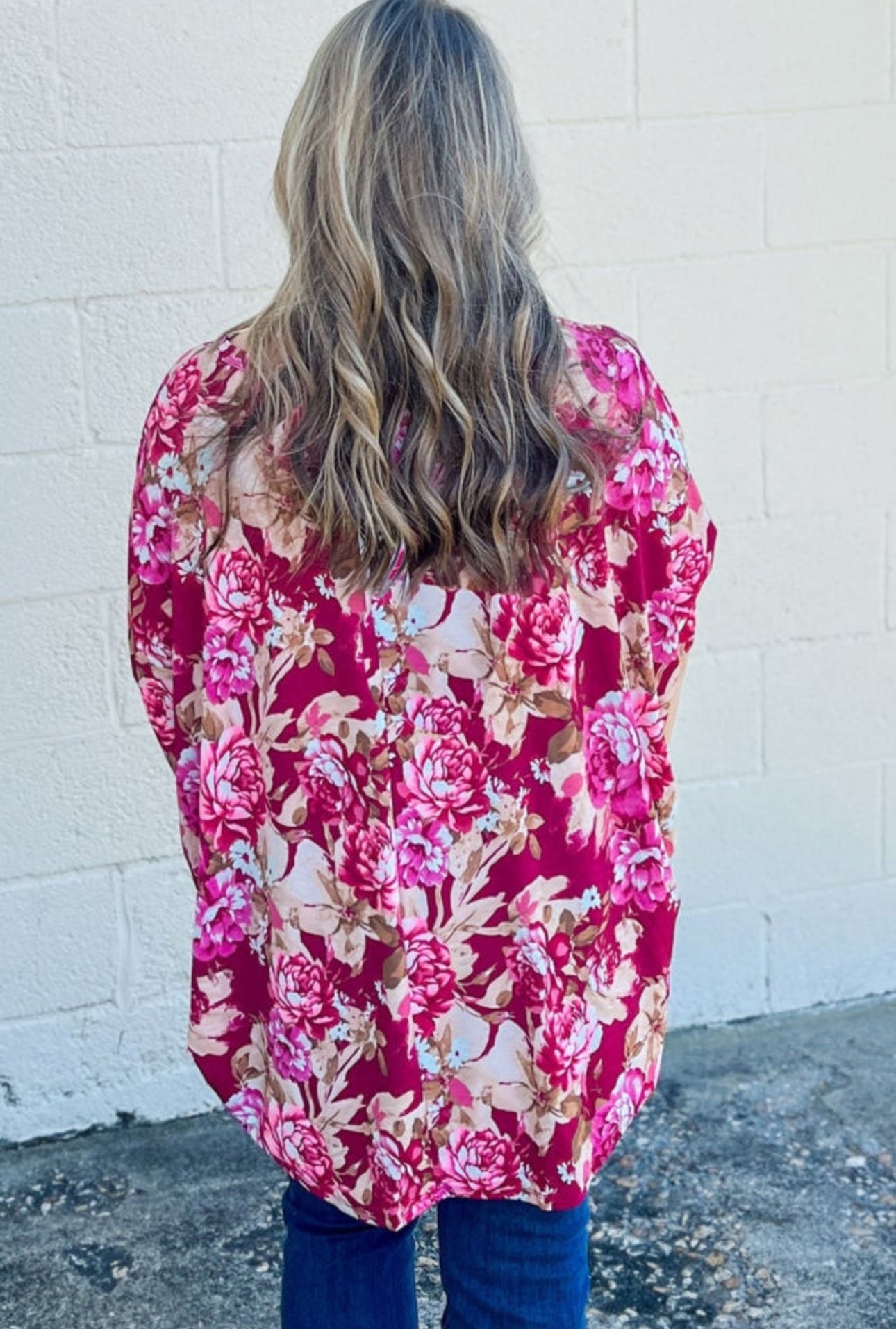 PREORDER: The Grace Red Rose Plus Size Floral Print Half Sleeve Top