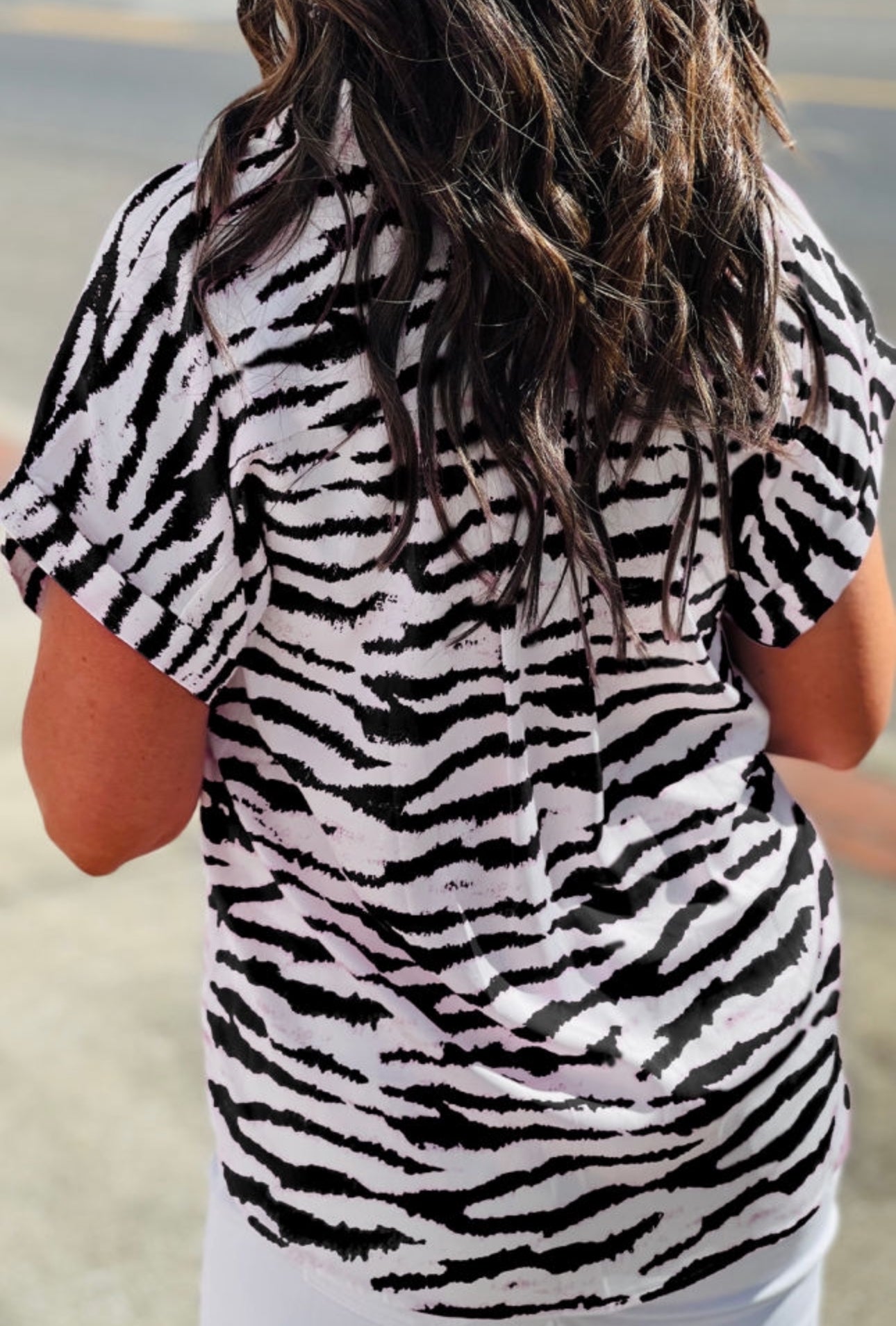 Preorder: The Amber Black Zebra Print V-Neck Blouse