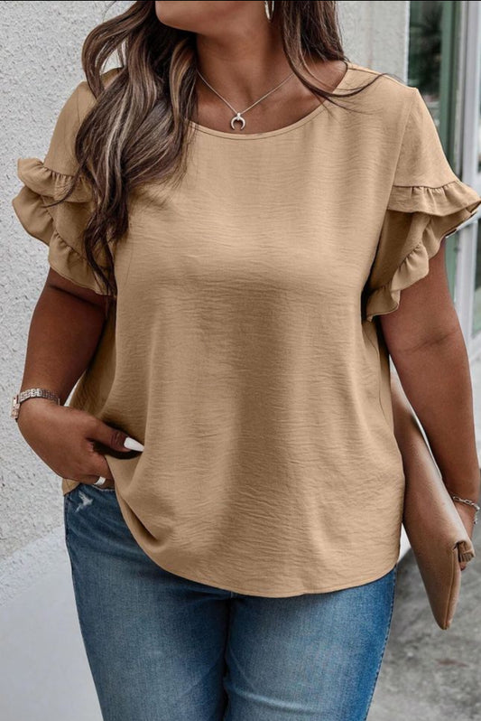 Lauri Ruffled Plus Size Short Sleeve Top