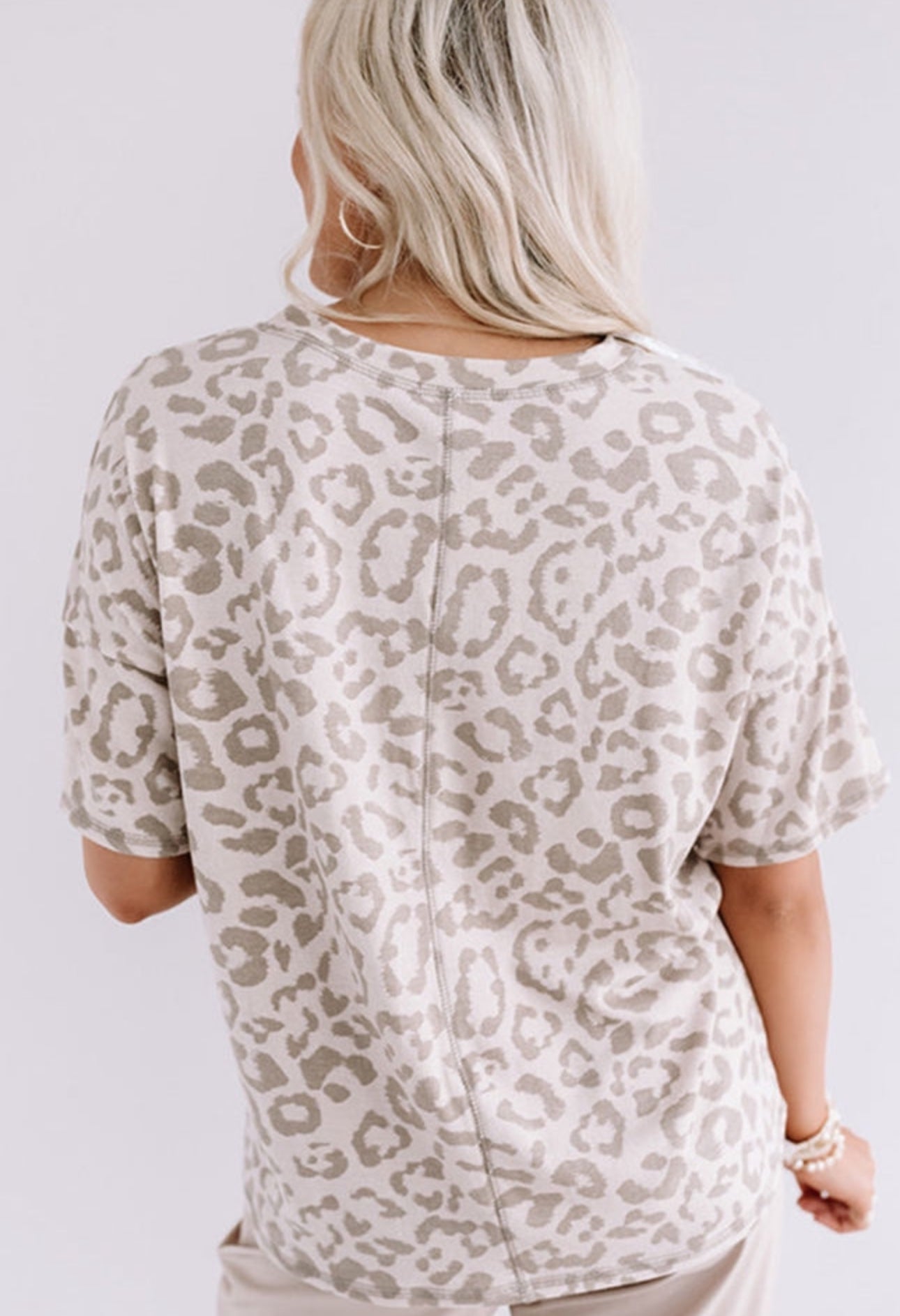 Preorder: The Kimberley Plus Size Brown Leopard Print Exposed Stitching V-Neck Tee