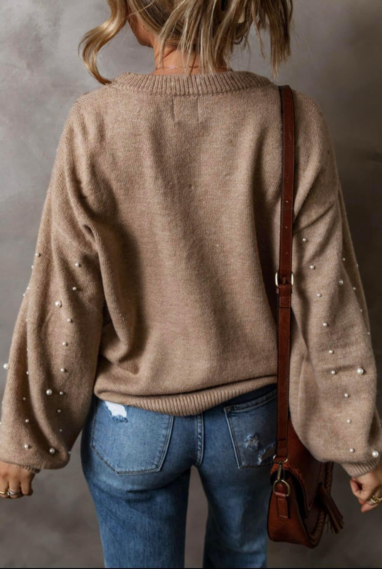 Khaki & Pearls Sweater