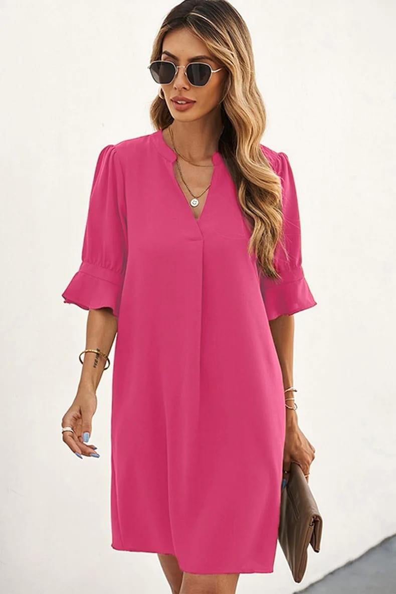 Laurel V-Neck Silky Shift Dress