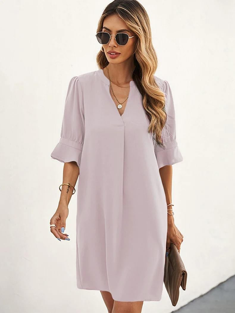 Laurel V-Neck Silky Shift Dress