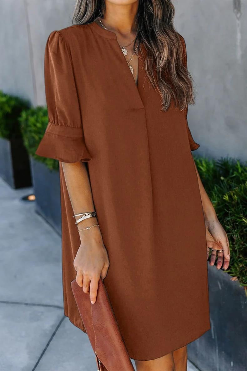 Laurel V-Neck Silky Shift Dress