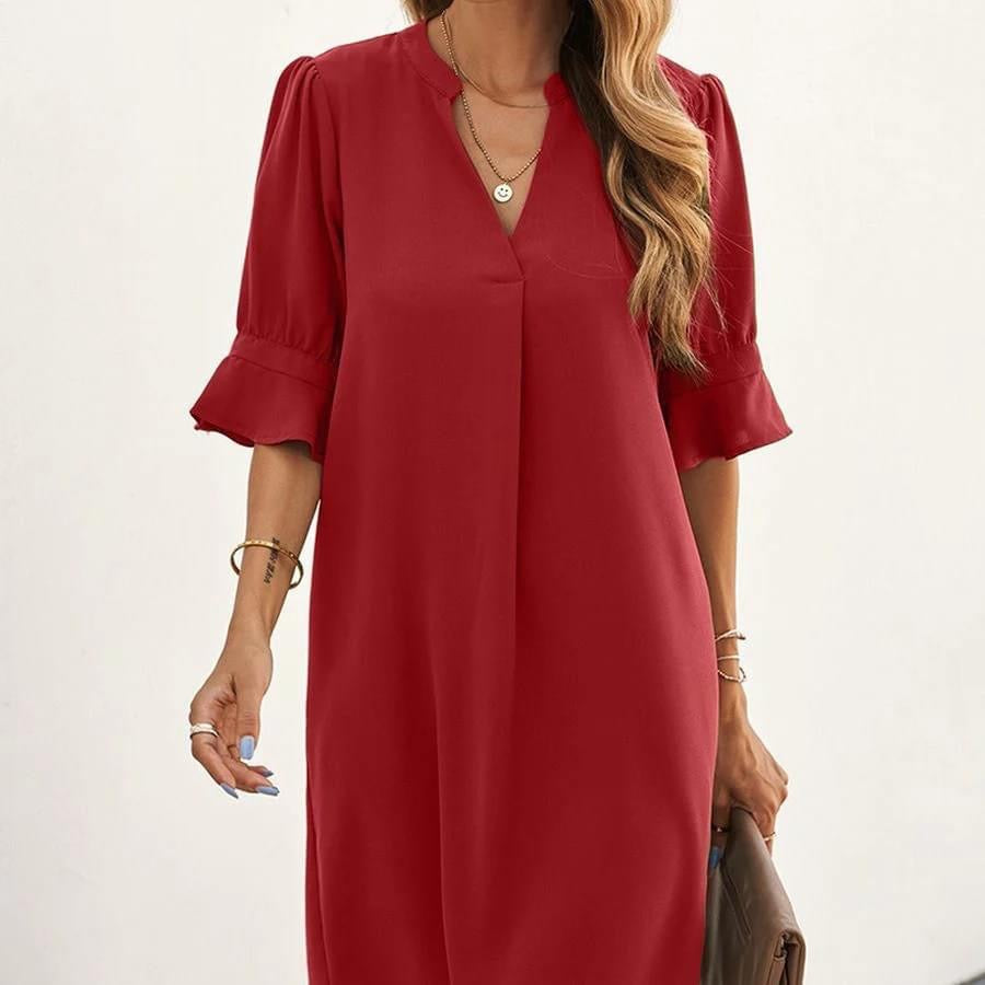 Laurel V-Neck Silky Shift Dress