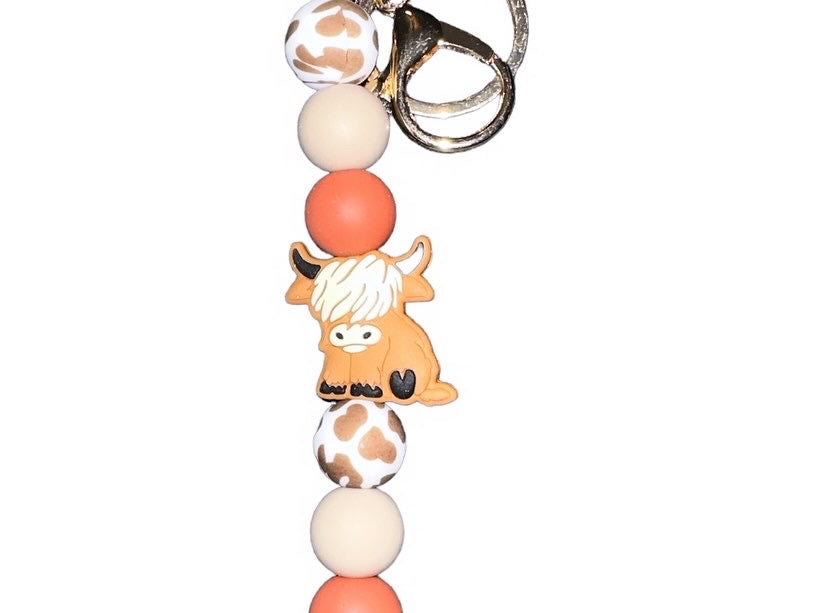 Cow Beaded Keychain