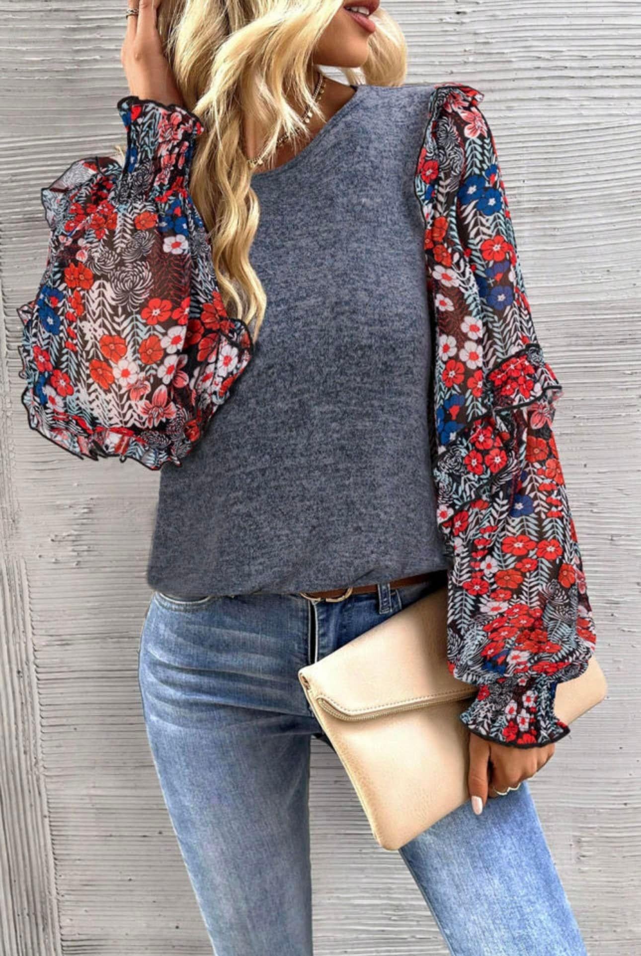 Floral Sleeve Fall Top