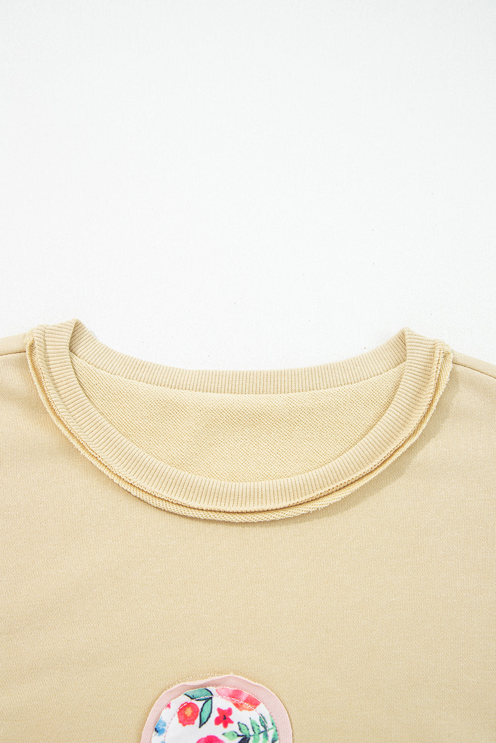 Wisteria Flower Applique Patchwork Drop Sleeve Pullover Sweatshirt